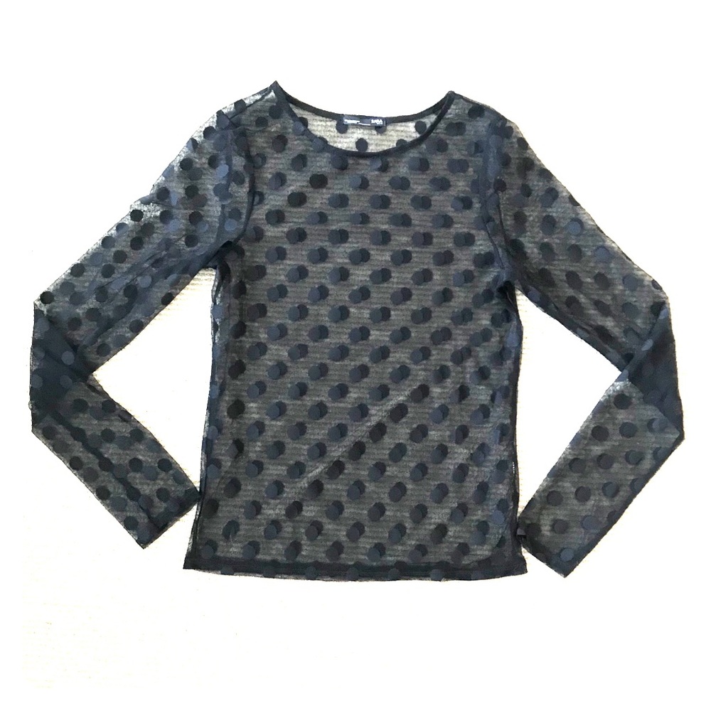 Sheer polka dot black top